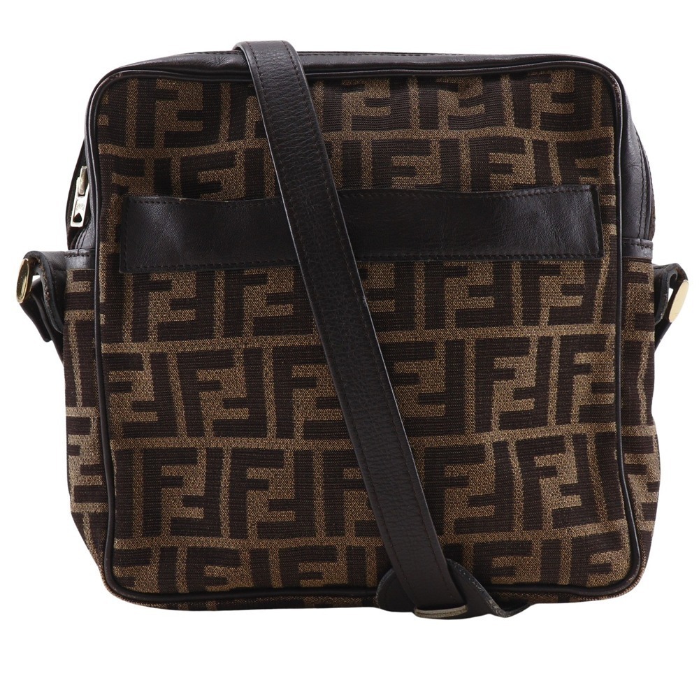 Fendi Zucca shoulder bag brown nylon canvas zipper